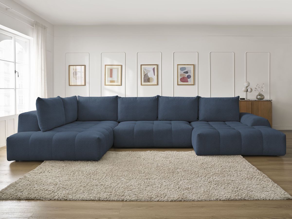 Canapé panoramique convertible coffre EVEREST chiné bleu foncé — vue 5