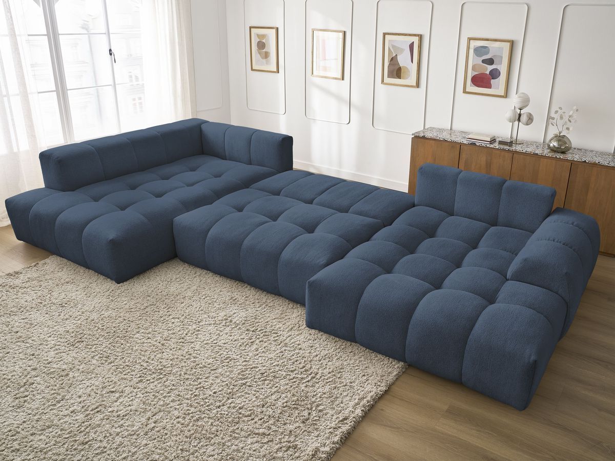 Canapé panoramique convertible coffre EVEREST tissu chiné