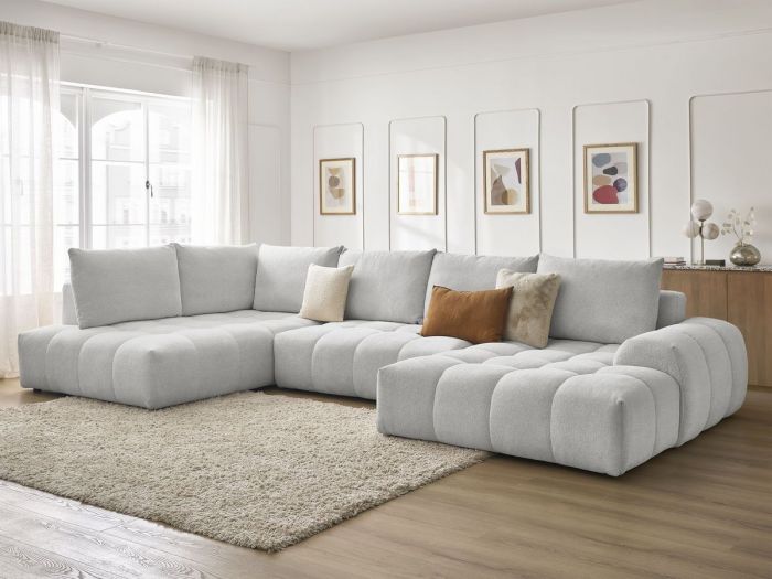 Canapé panoramique convertible coffre EVEREST tissu chiné