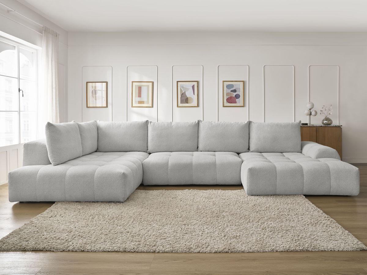 Canapé panoramique convertible coffre EVEREST chiné gris clair — vue 5