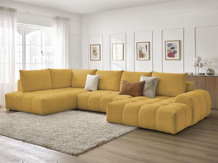 Canapé panoramique convertible coffre EVEREST tissu chiné