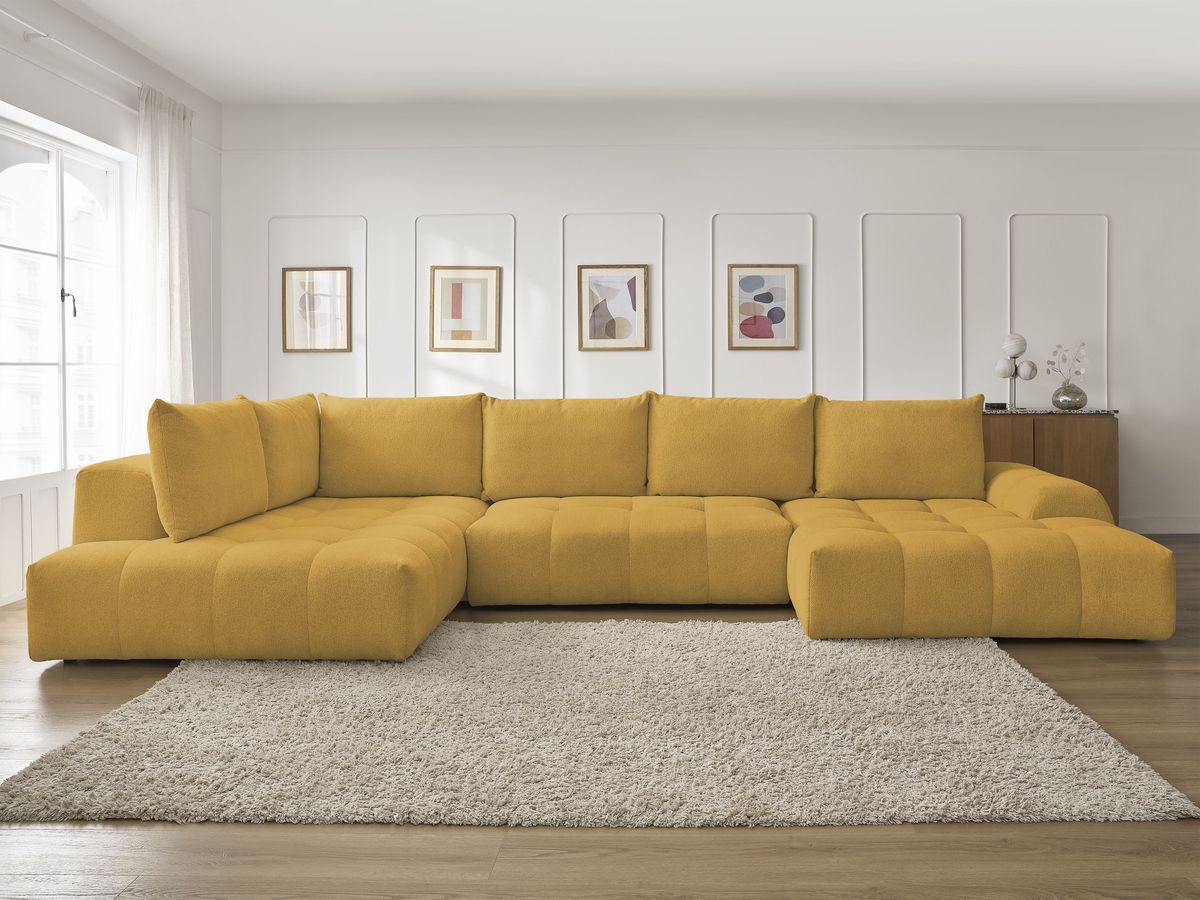 Canapé panoramique convertible coffre EVEREST chiné jaune — vue 5