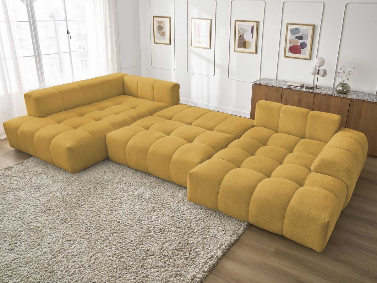 Canapé panoramique convertible coffre EVEREST tissu chiné
