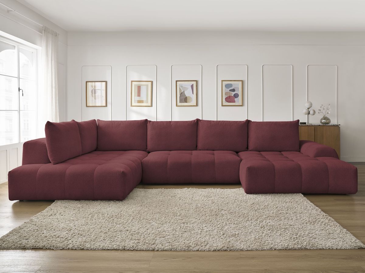 Canapé panoramique convertible coffre EVEREST chiné rouge — vue 5