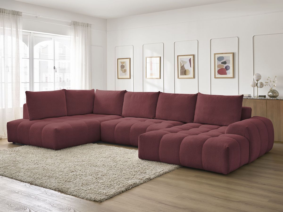 Canapé panoramique convertible coffre EVEREST tissu chiné