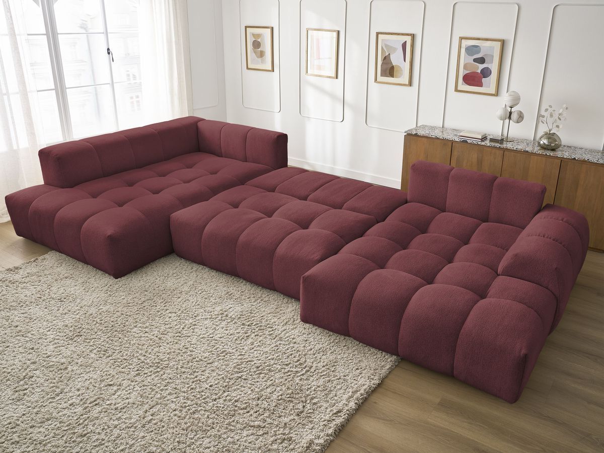 Canapé panoramique convertible coffre EVEREST tissu chiné