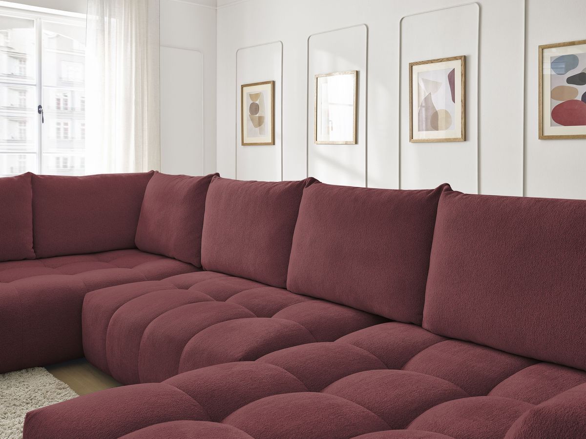 Canapé panoramique convertible coffre EVEREST tissu chiné