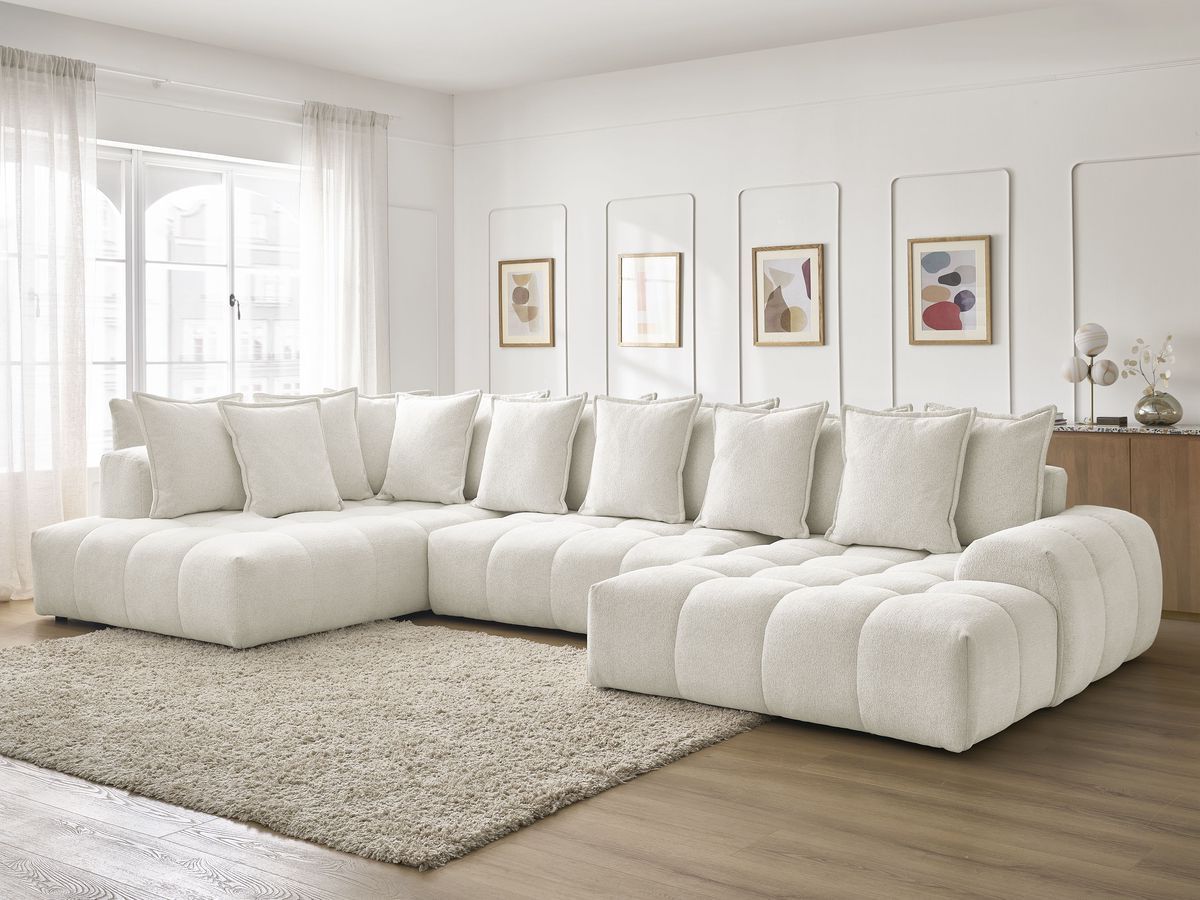 Canapé panoramique convertible coffre EVEREST tissu chiné