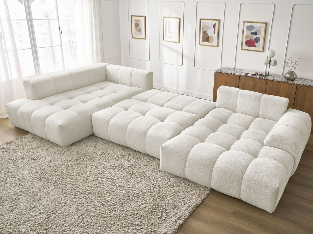 Canapé panoramique convertible coffre EVEREST tissu chiné