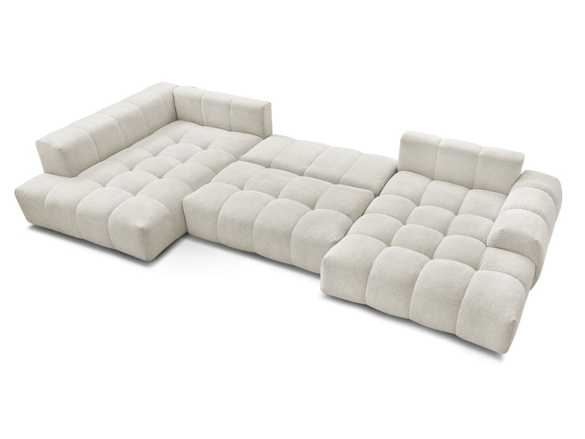 Canapé panoramique convertible coffre EVEREST tissu chiné