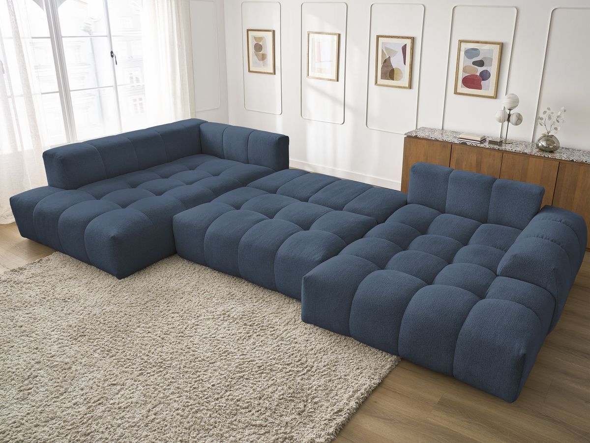Canapé panoramique convertible coffre EVEREST tissu chiné