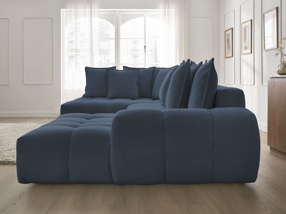 Canapé panoramique convertible coffre EVEREST tissu chiné