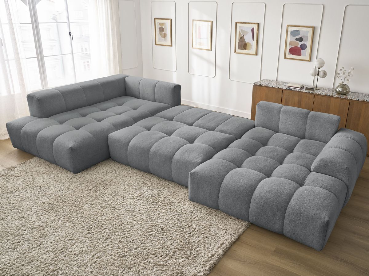 Canapé panoramique convertible coffre EVEREST tissu chiné