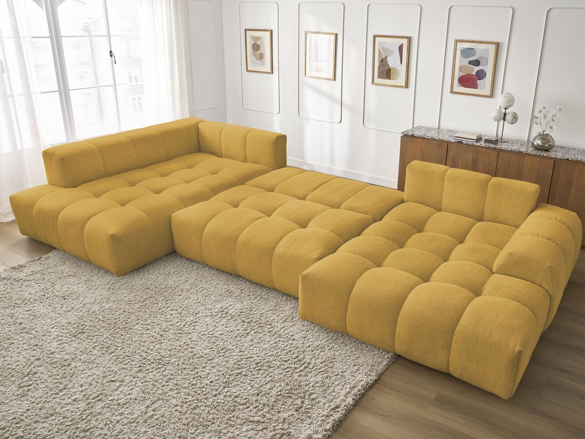 Canapé panoramique convertible coffre EVEREST tissu chiné