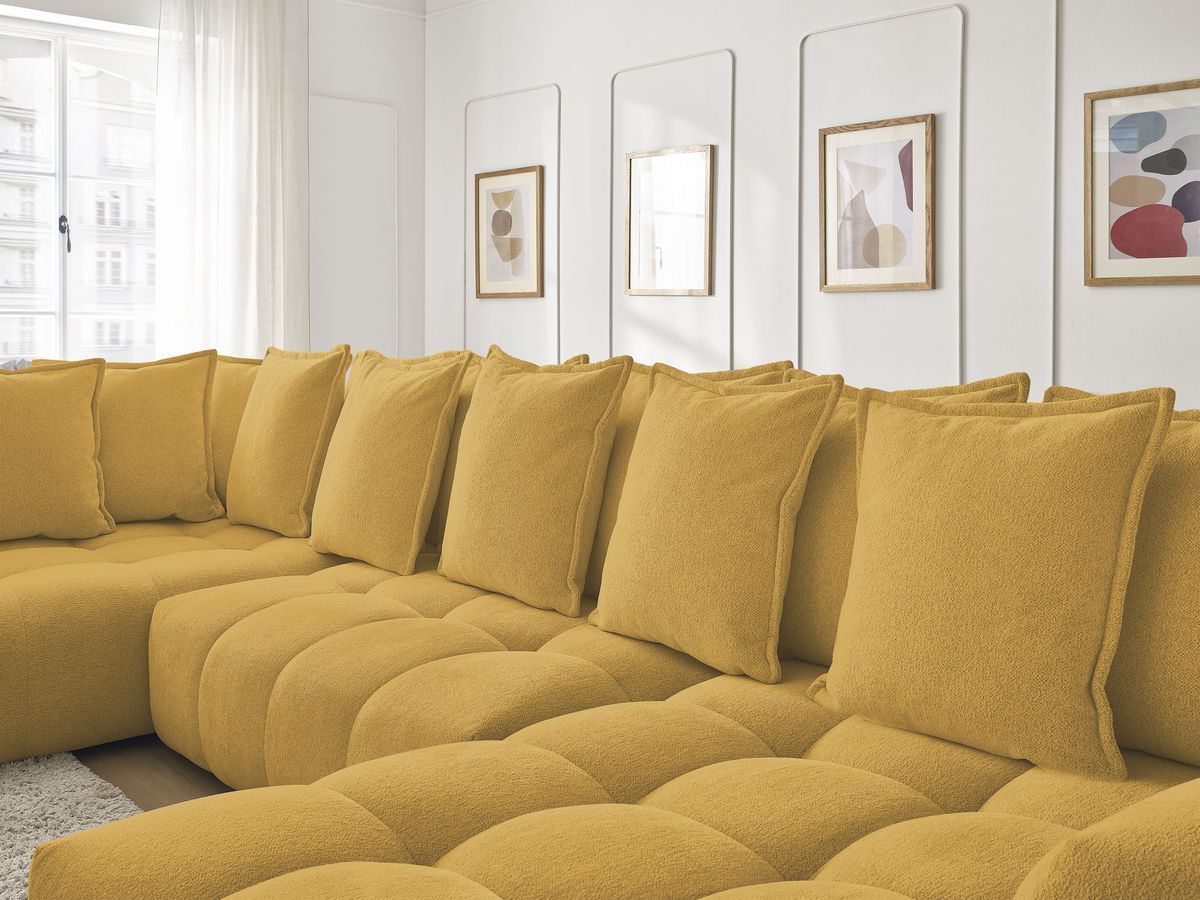 Canapé panoramique convertible coffre EVEREST tissu chiné