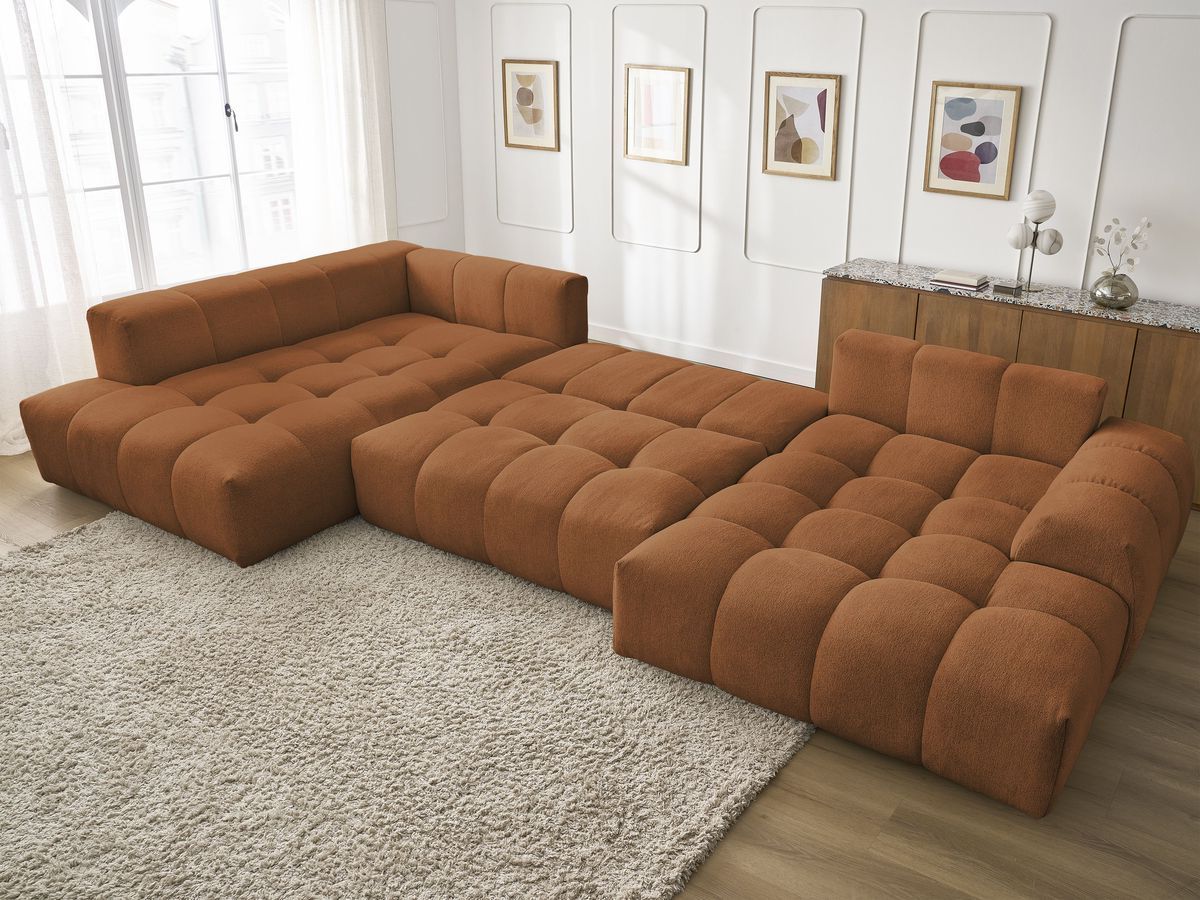 Canapé panoramique convertible coffre EVEREST tissu chiné