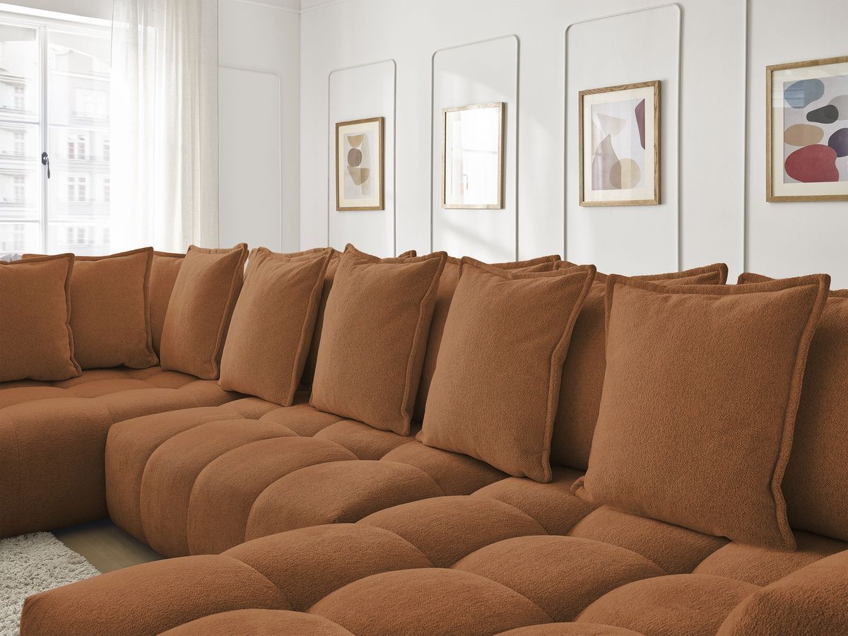 Canapé panoramique convertible coffre EVEREST tissu chiné