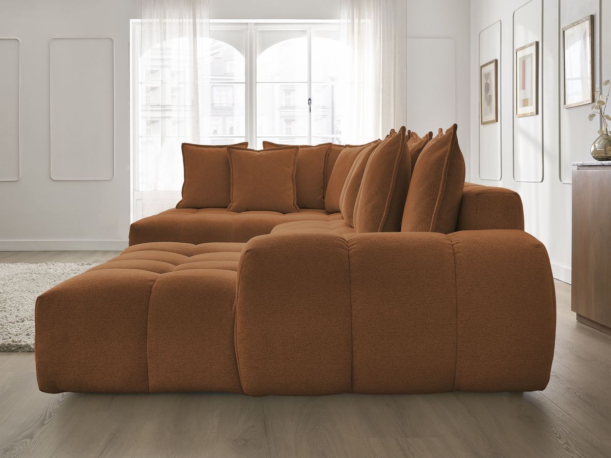 Canapé panoramique convertible coffre EVEREST tissu chiné