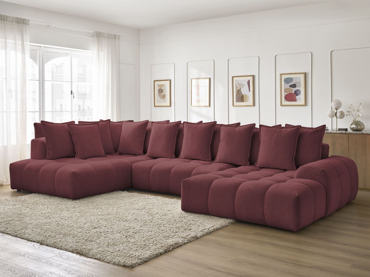 Canapé panoramique convertible coffre EVEREST tissu chiné