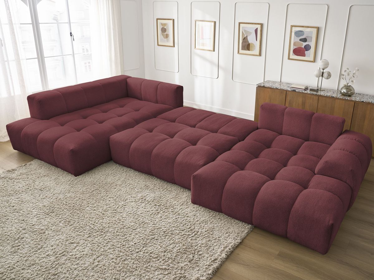 Canapé panoramique convertible coffre EVEREST tissu chiné