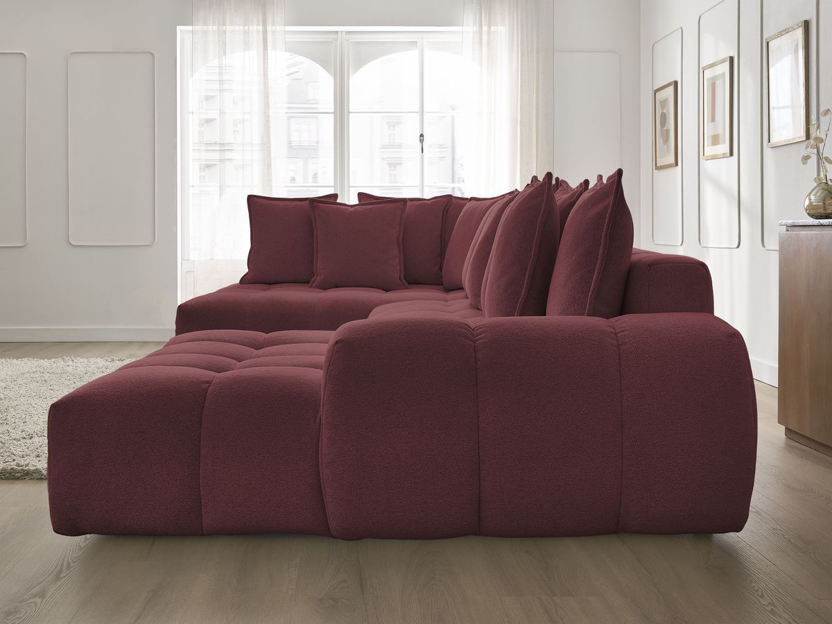 Canapé panoramique convertible coffre EVEREST tissu chiné