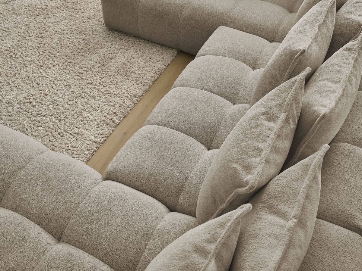 Canapé panoramique convertible coffre EVEREST tissu chiné
