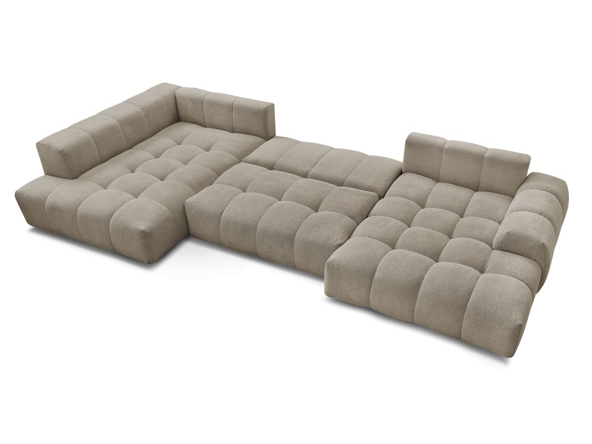 Canapé panoramique convertible coffre EVEREST tissu chiné