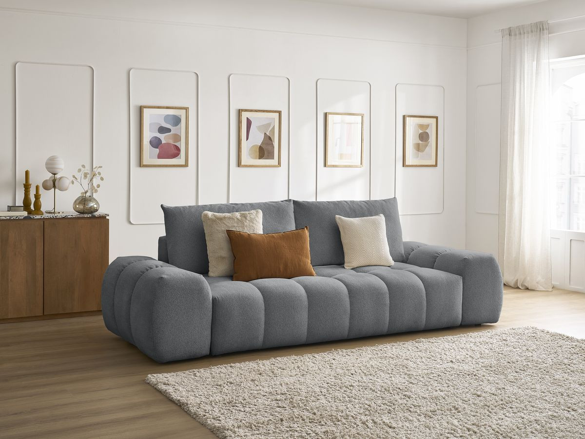 Canapé droit convertible coffre EVEREST tissu chiné