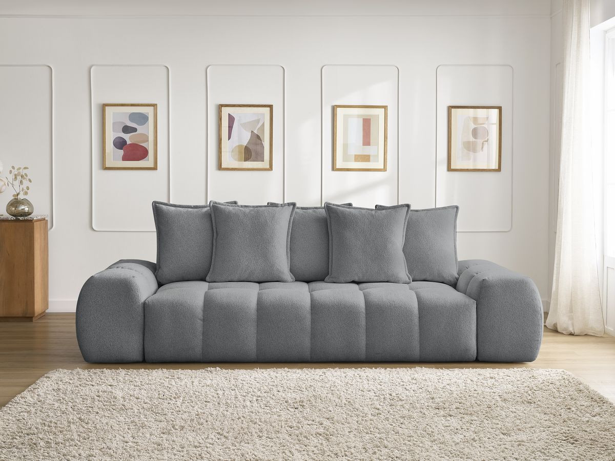 Canapé droit convertible coffre EVEREST tissu chiné
