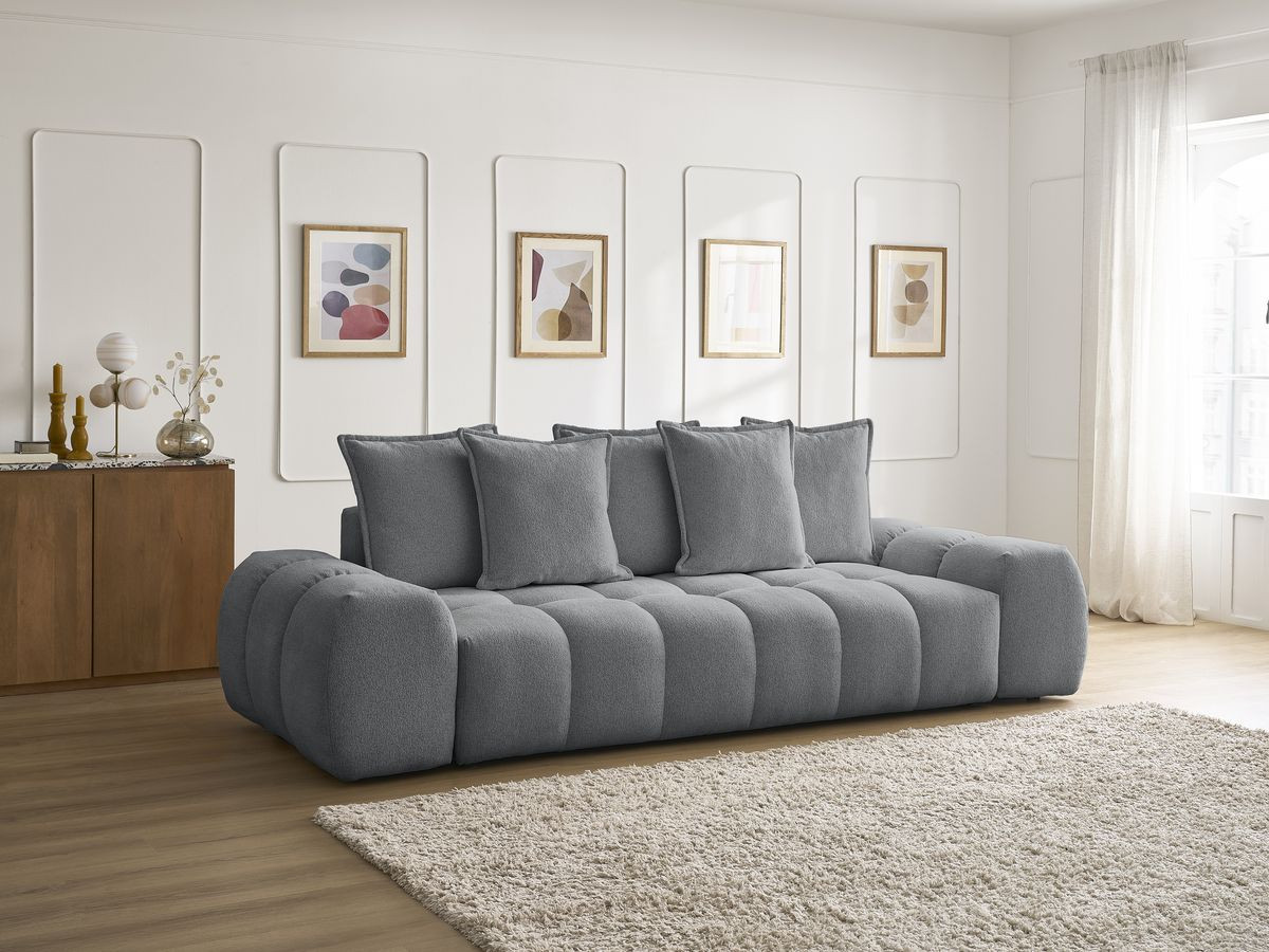 Canapé droit convertible coffre EVEREST tissu chiné