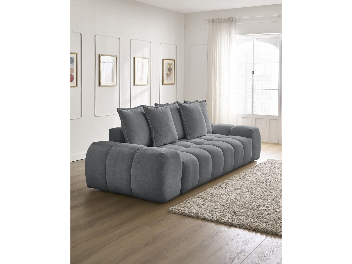 Canapé droit convertible coffre EVEREST tissu chiné