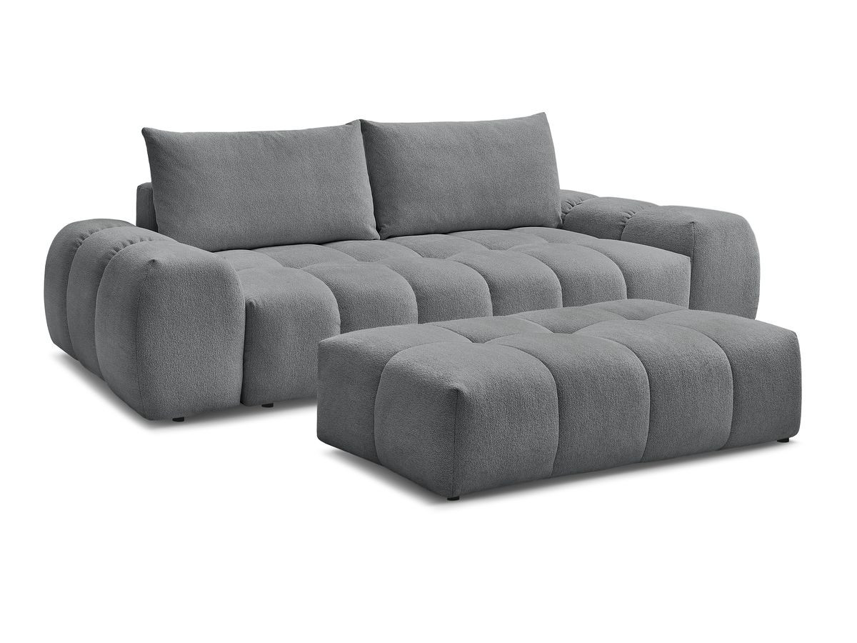 Canapé droit convertible coffre EVEREST tissu chiné avec pouf