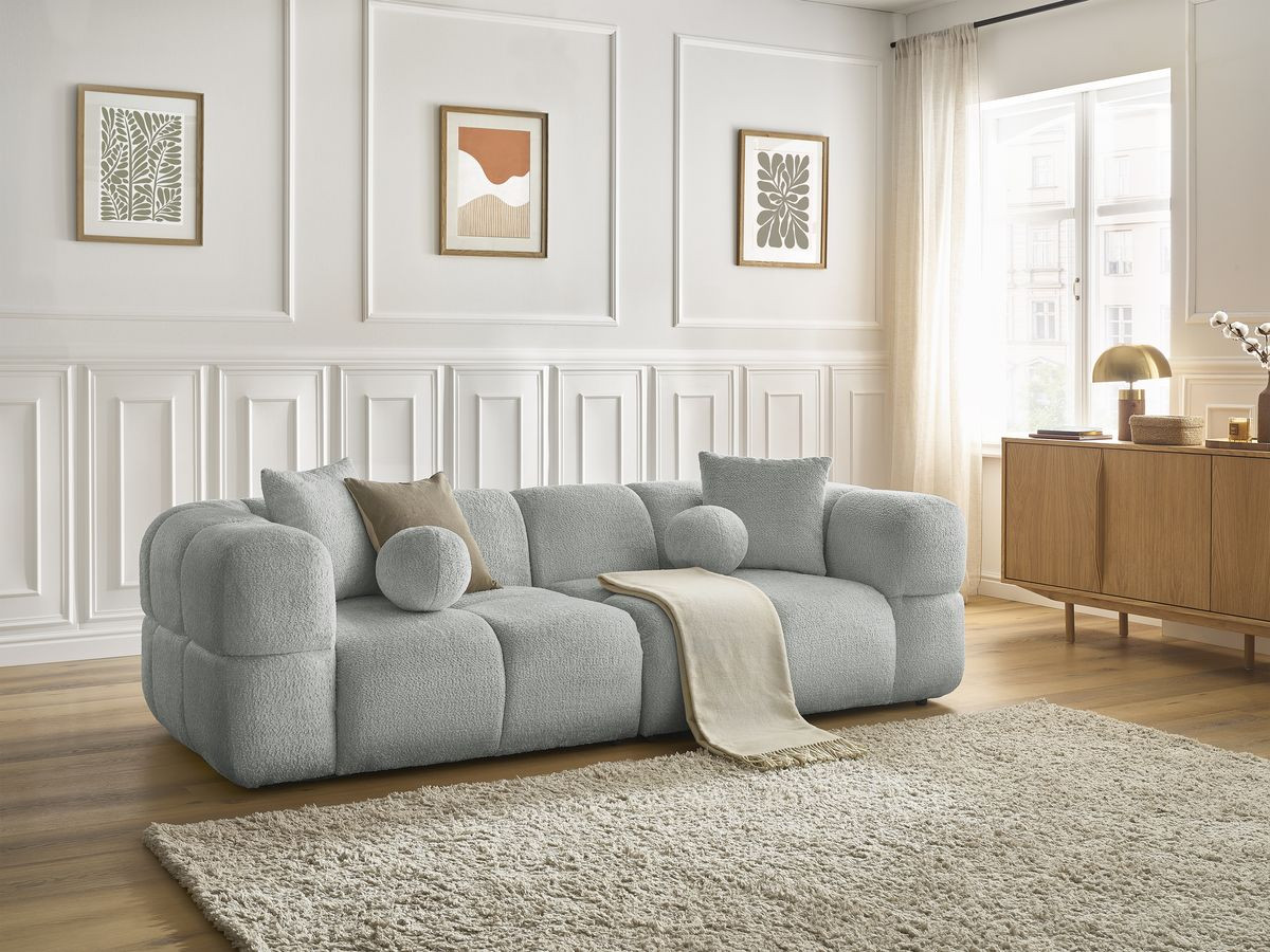 Canapé droit 3 places CRISTINA gris clair