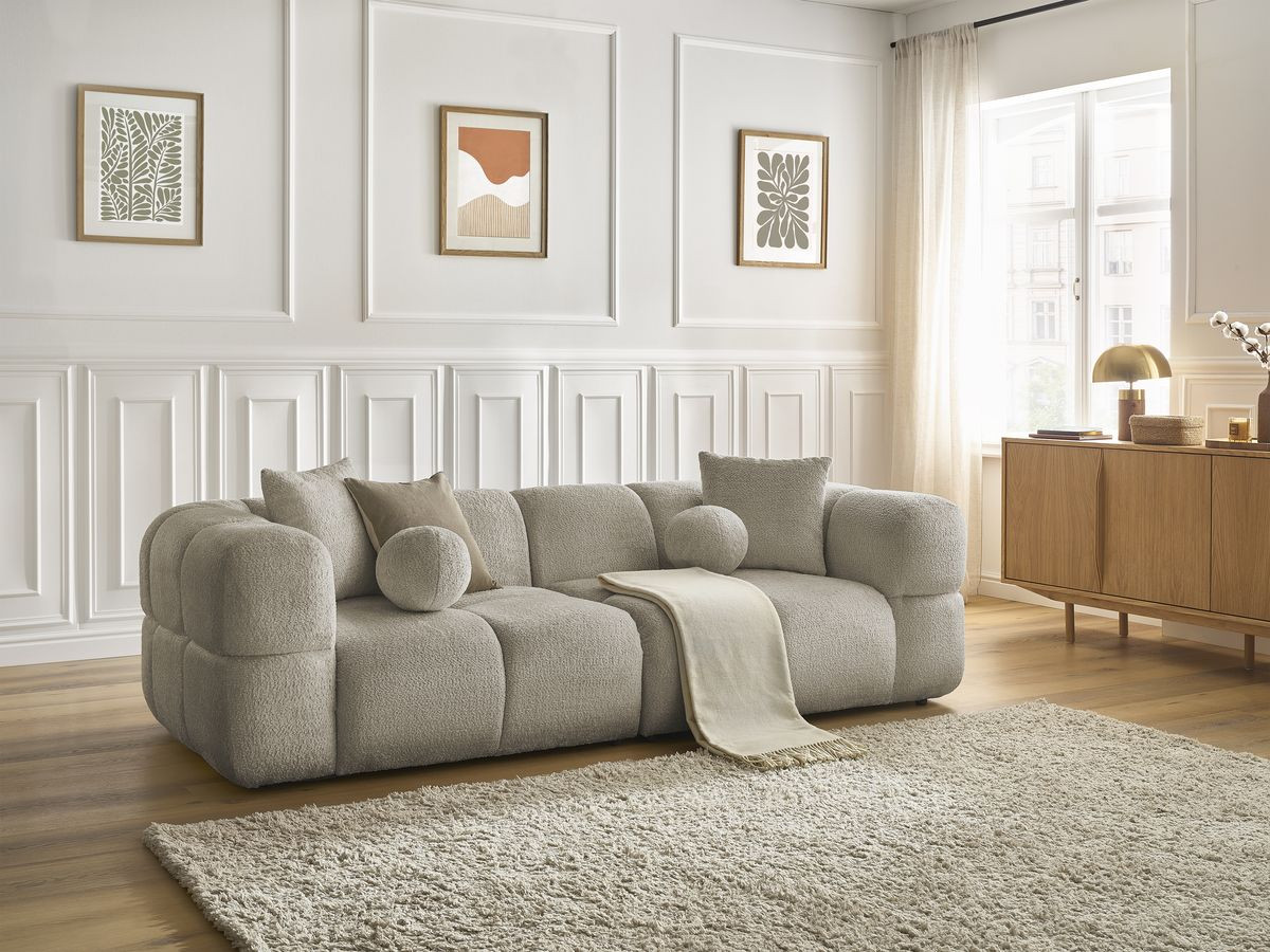 Canapé droit 3 places CRISTINA taupe