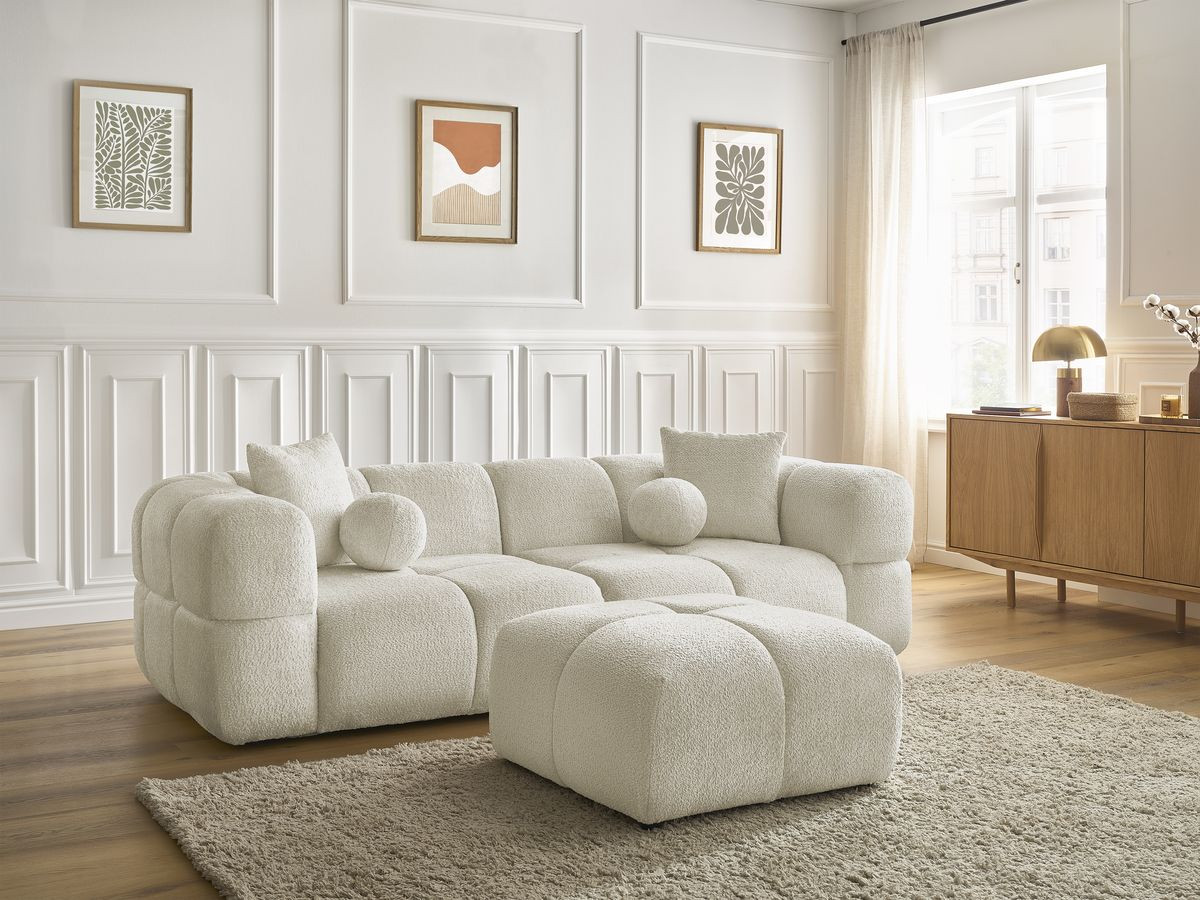 Canapé droit 3 places CRISTINA avec pouf beige — vue 6