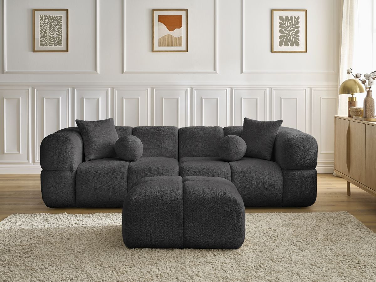 Canapé droit 3 places CRISTINA avec pouf gris foncé — vue 5