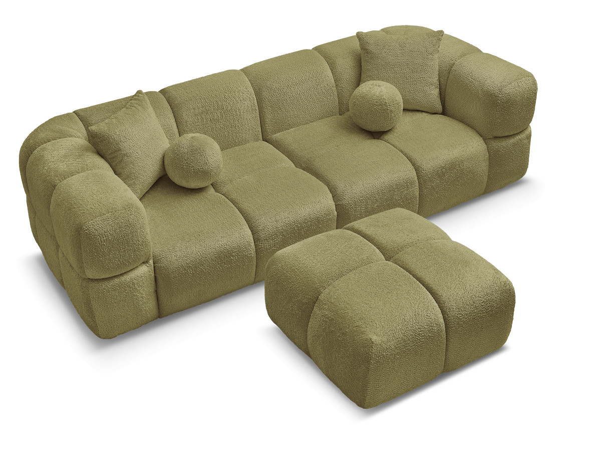 Canapé droit fixe 3 places CRISTINA avec pouf