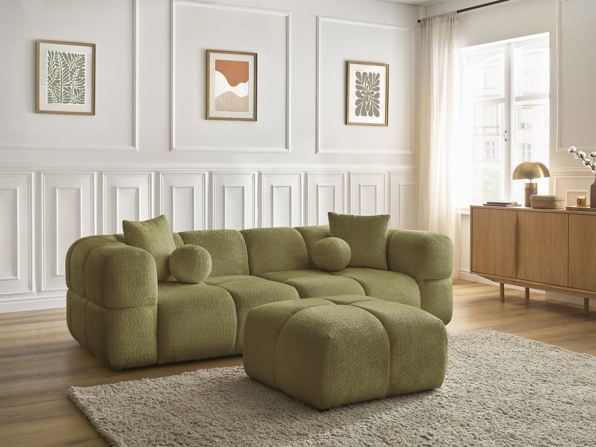 Canapé droit fixe 3 places CRISTINA avec pouf