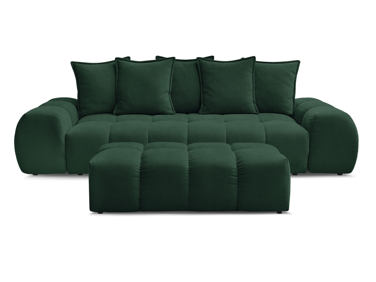 Canapé droit convertible coffre EVEREST tissu texturé avec pouf