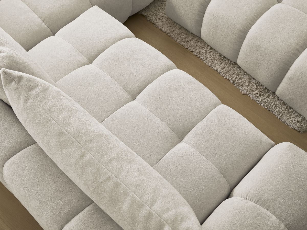 Canapé d'angle L convertible coffre EVEREST tissu texturé avec pouf