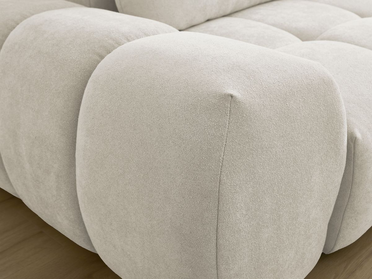 Canapé d'angle L convertible coffre EVEREST tissu texturé avec pouf