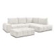 Canapé d'angle L convertible coffre EVEREST tissu texturé avec pouf