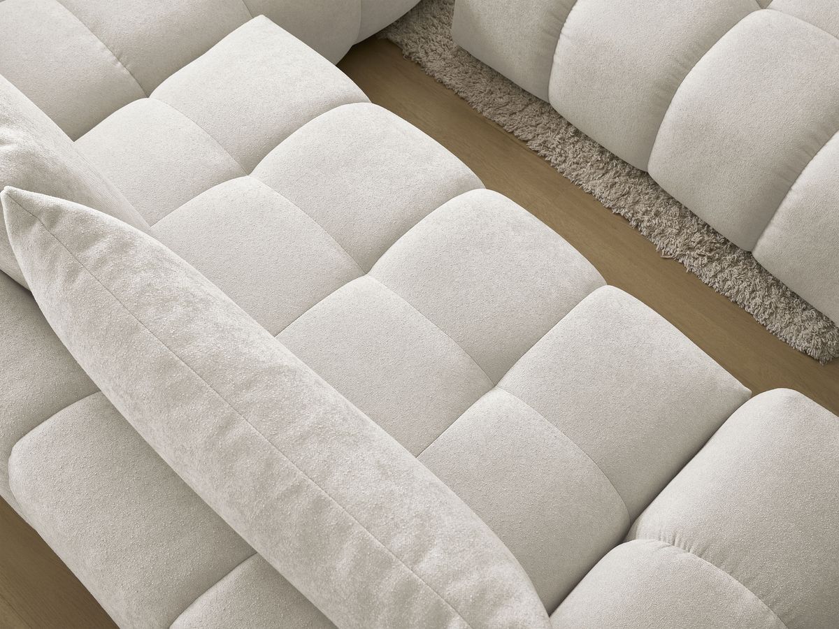 Canapé d'angle L convertible coffre EVEREST tissu texturé avec pouf