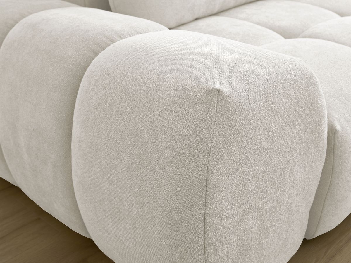 Canapé d'angle L convertible coffre EVEREST tissu texturé avec pouf