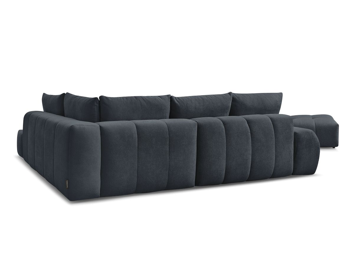 Canapé d'angle L convertible coffre EVEREST tissu texturé avec pouf
