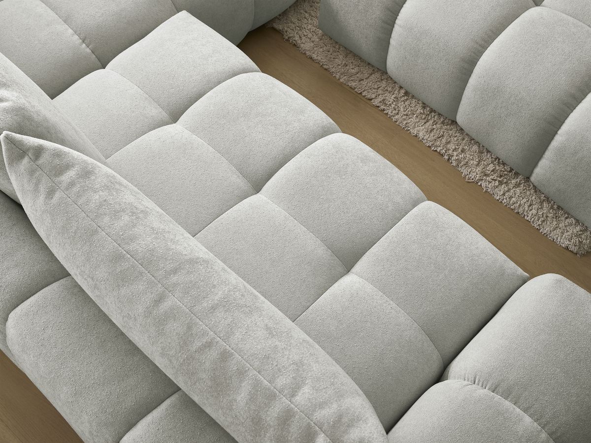 Canapé d'angle L convertible coffre EVEREST tissu texturé avec pouf