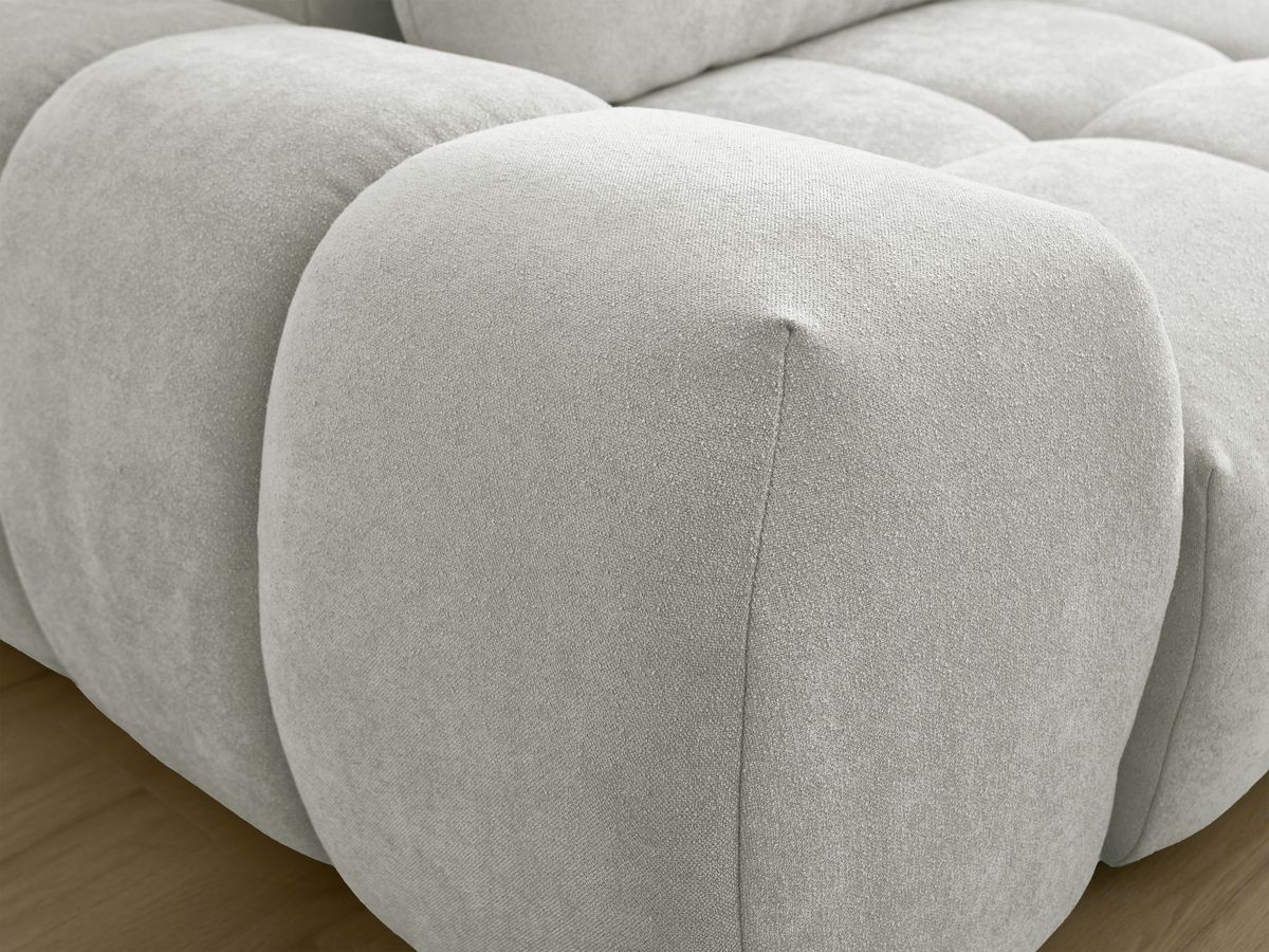 Canapé d'angle L convertible coffre EVEREST tissu texturé avec pouf