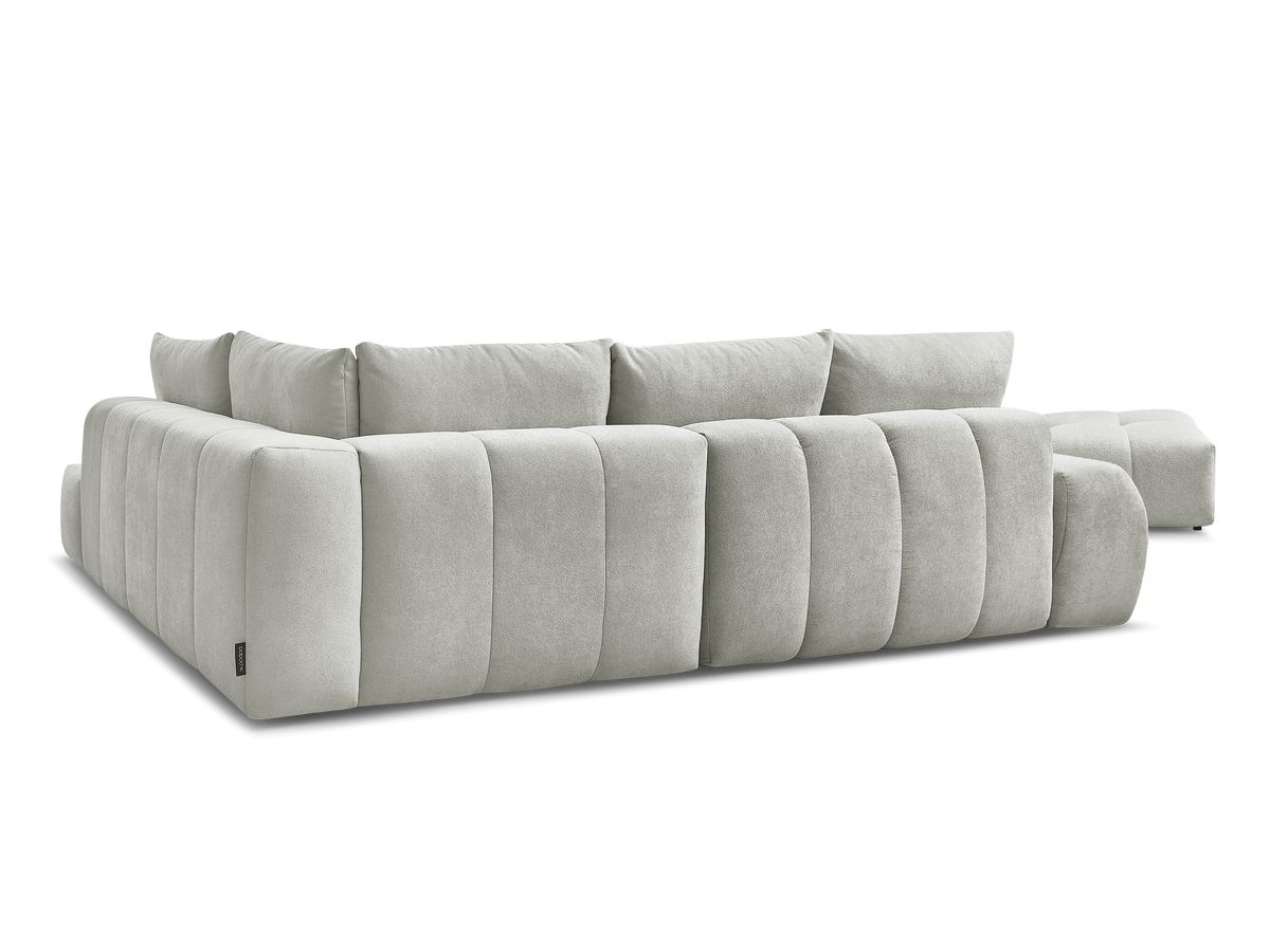 Canapé d'angle L convertible coffre EVEREST tissu texturé avec pouf
