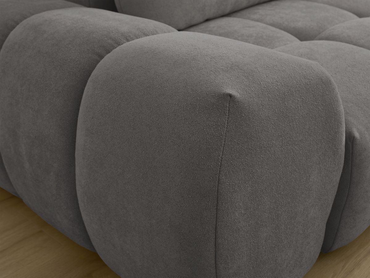 Canapé d'angle L convertible coffre EVEREST tissu texturé avec pouf