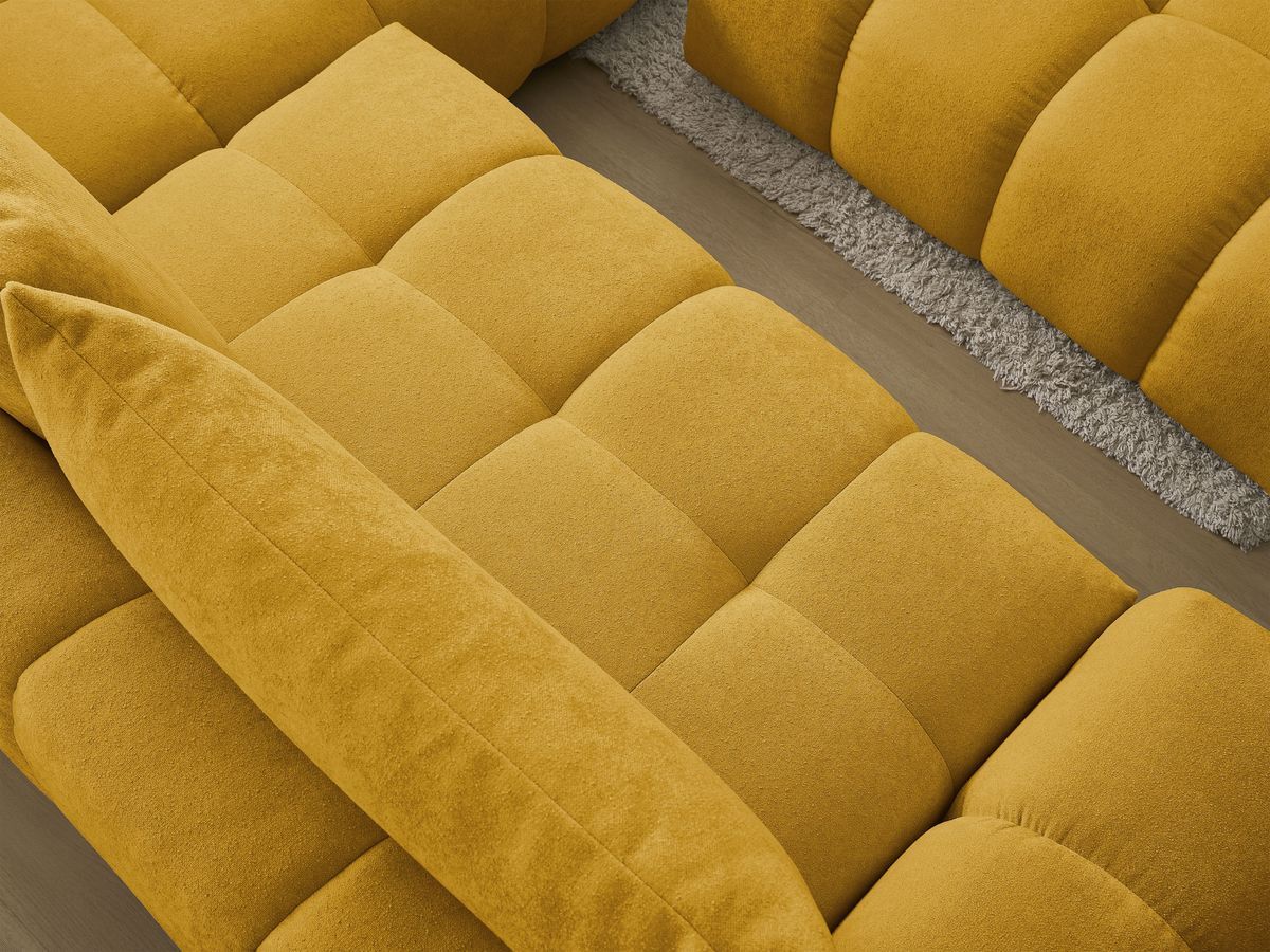 Canapé d'angle L convertible coffre EVEREST tissu texturé avec pouf
